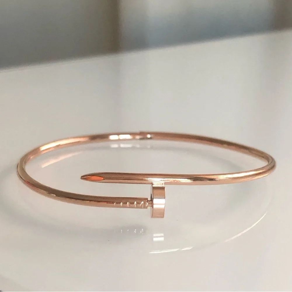 Rose Gold Small Model Nail Bracelet - Picture 8 of 9
